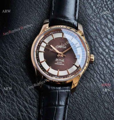Omega De Ville Cal.8501 Movement 41mm Black Crocodile Leather Band Brown Face Watch